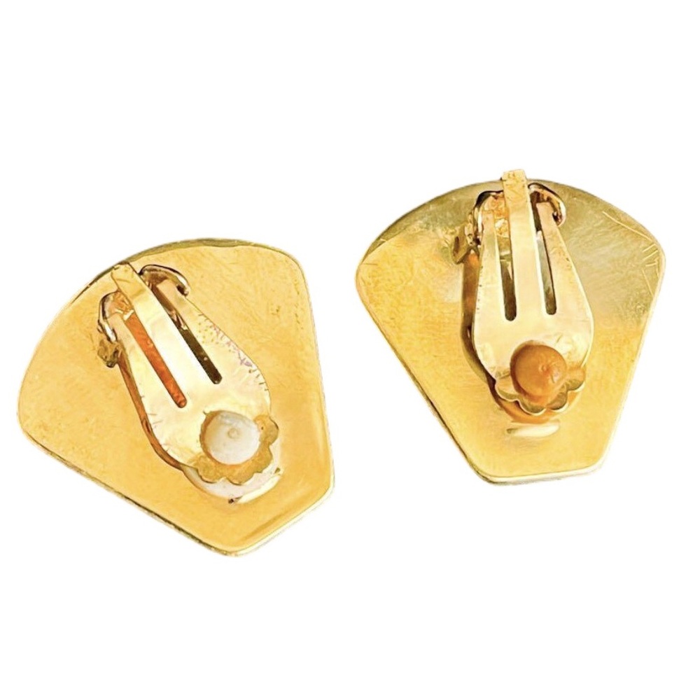 HERMES Sea Side Retreat Clip-On Earrings w/ 24k Yellow Gold Accents - Picture 6 of 7